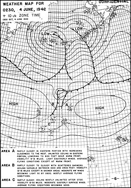 Midway weather map for 0230 4 June 1942