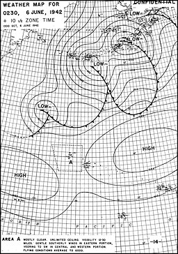 Midway weather map for 0230 6 June 1942