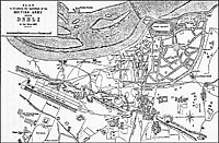 Map illustrating the operations of the British Army before Delhi