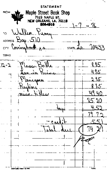 Image of Maple Street Book Shop Receipt